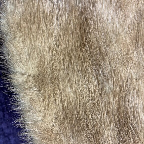 Vtg Beige Real Mink Fur Collar for Coat or Sweater/ Dress 43" L - Picture 4 of 8